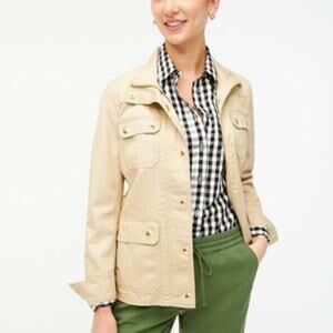 J.CREW Womens Downtown Field Jacket Cream Cotton Utility Coat XS Khaki Canvas